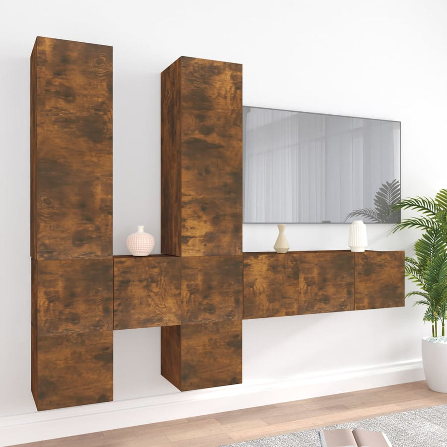 7-Delige Tv-Meubelset Bewerkt Hout Kleurig 7