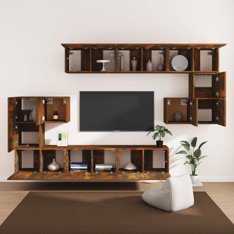 10-Delige Tv-Meubelset Bewerkt Hout Kleurig 10