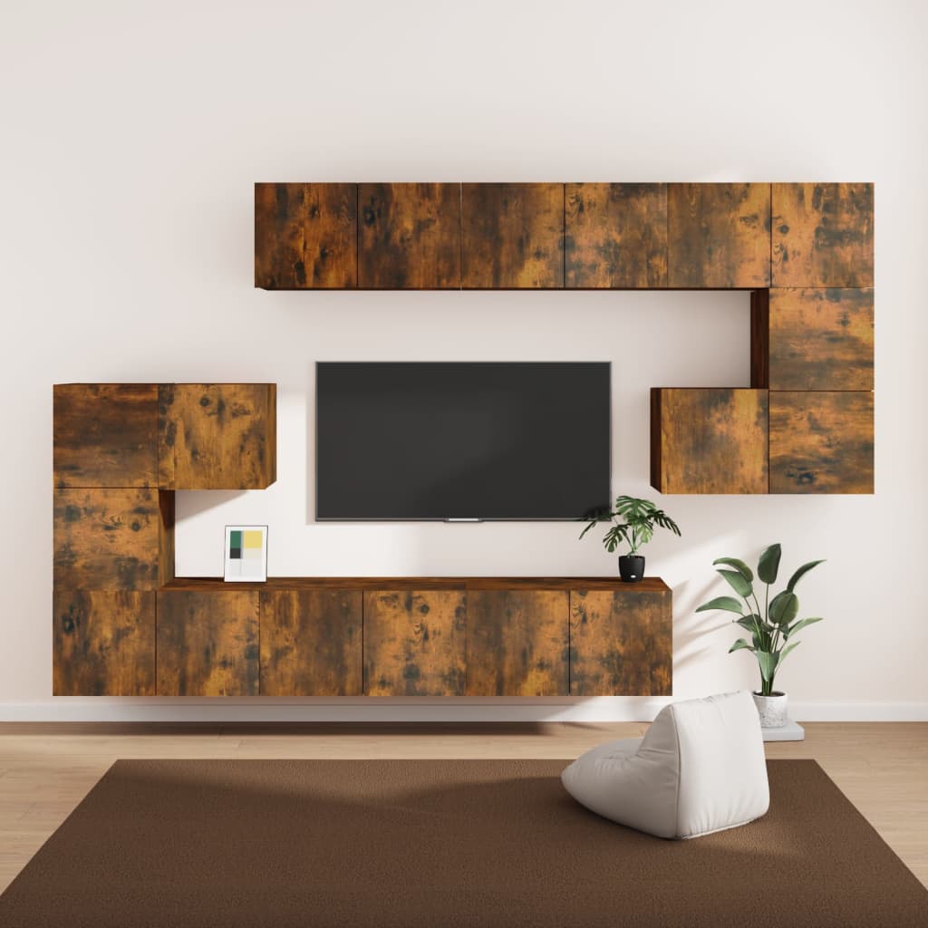 10-Delige Tv-Meubelset Bewerkt Hout Kleurig 10