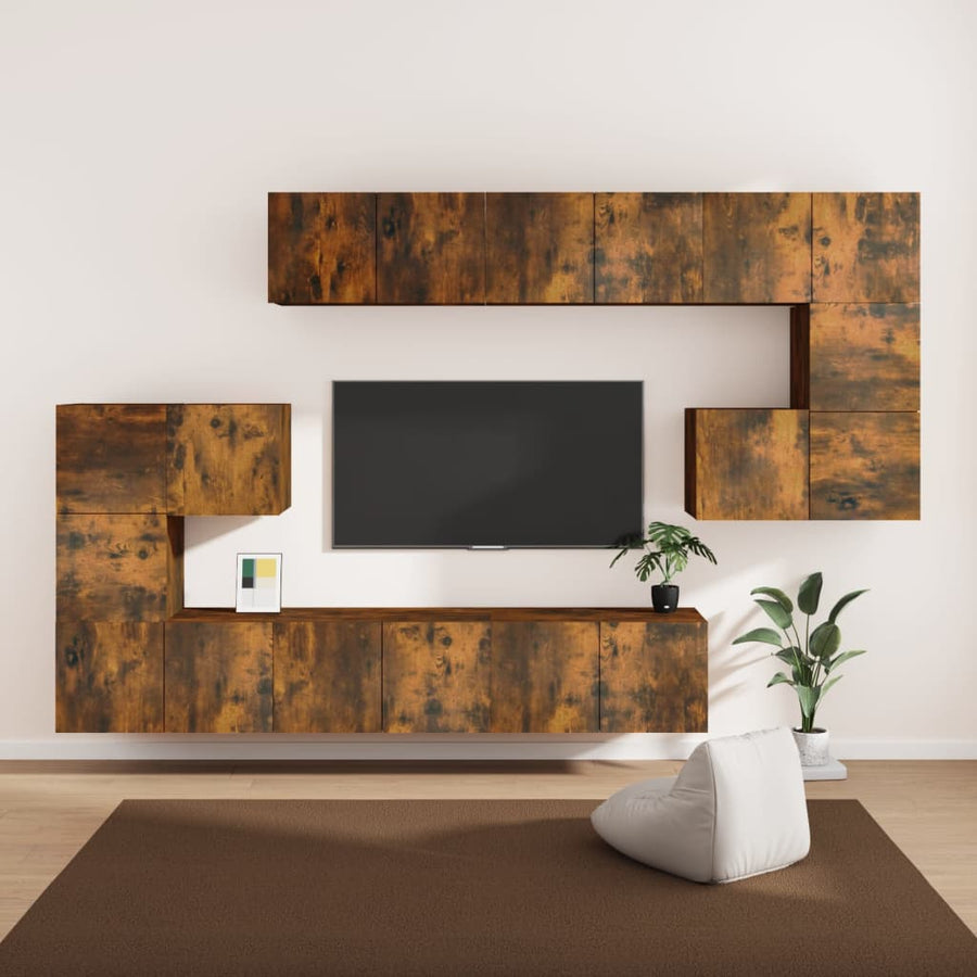 10-Delige Tv-Meubelset Bewerkt Hout Kleurig 10