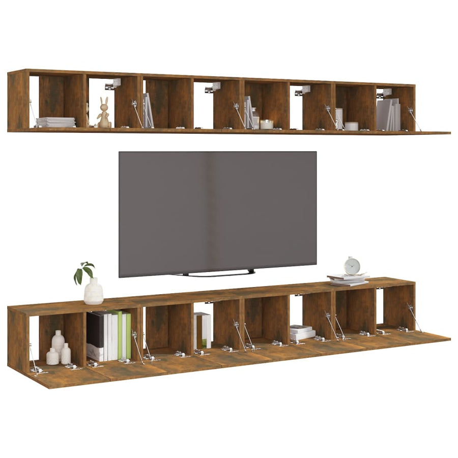 Tv-meubelen 8 st 60x30x30 cm bewerkt hout gerookt eikenkleurig
