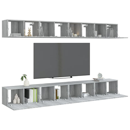 Tv-meubelen 8 st 60x30x30 cm bewerkt hout grijs sonoma eiken