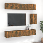 7-piece TV cabinet set, engineered wood, smoked oak-colored