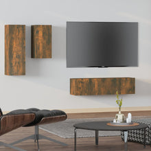 4-Delige Tv-Meubelset Bewerkt Hout Kleurig 60 x 30 x 30 cm Gerookt eiken