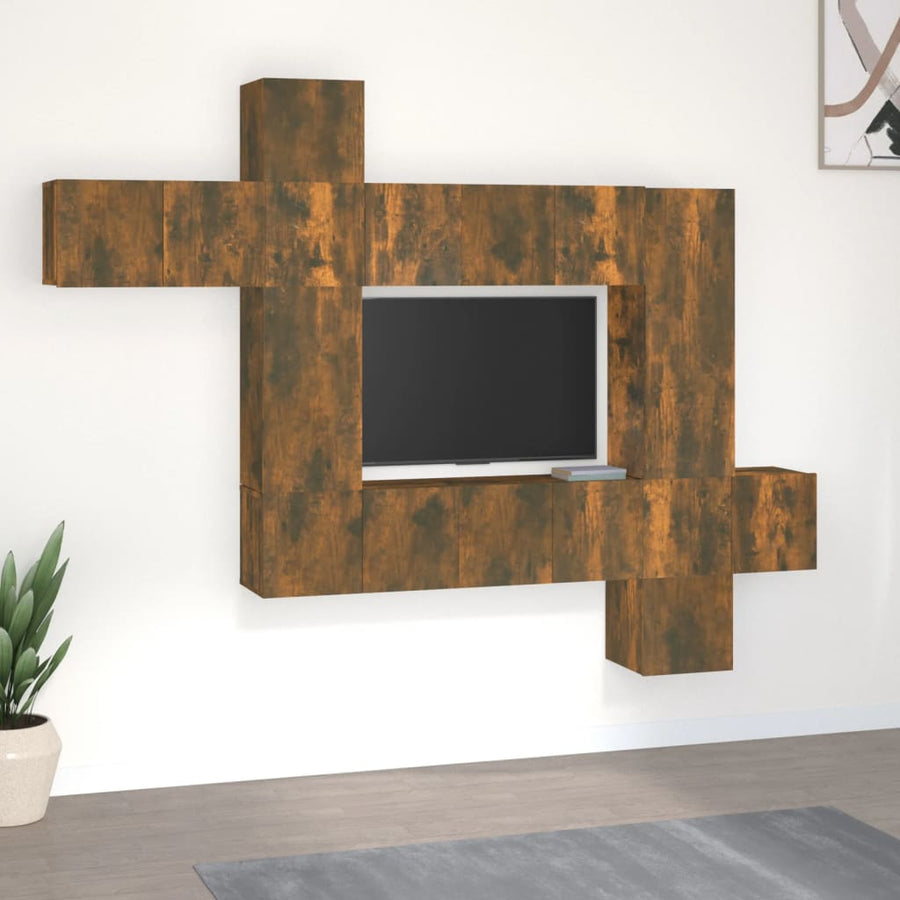 10-Delige Tv-Meubelset Bewerkt Hout Kleurig 10