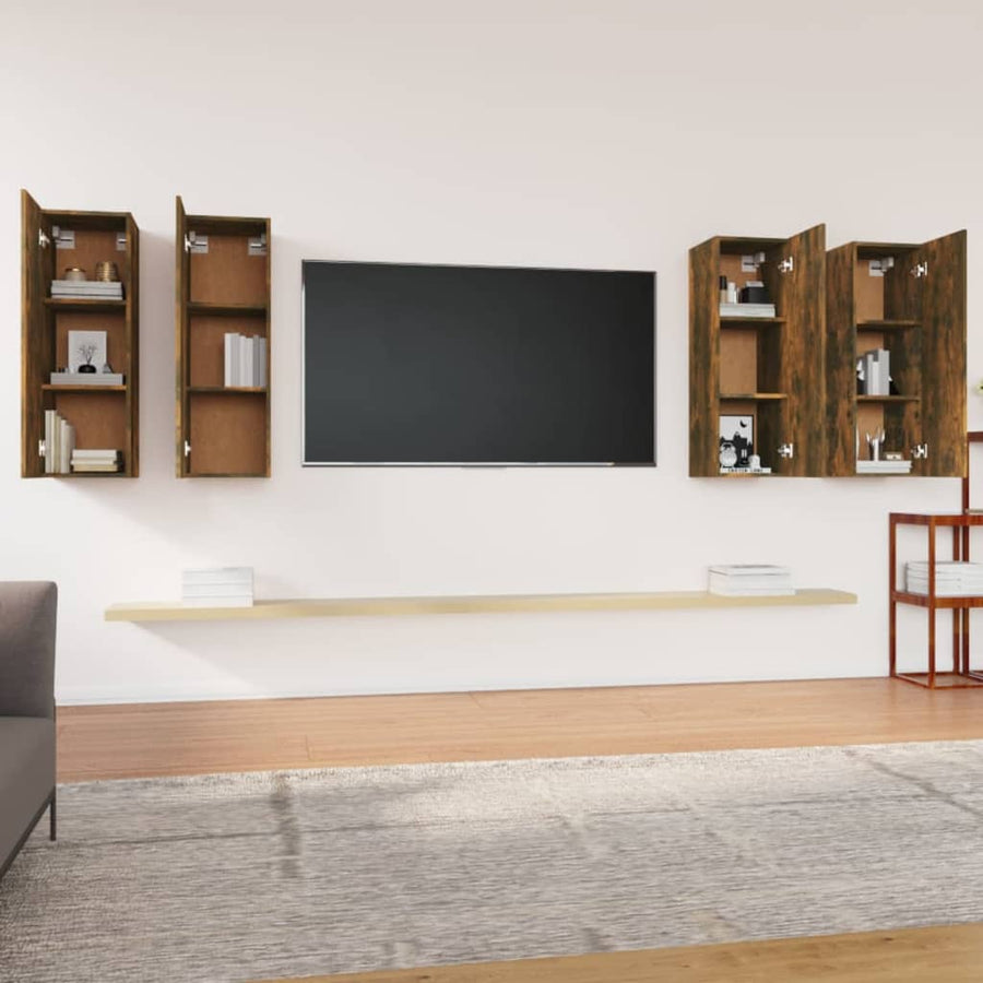 Tv-Meubelen 30,5X30X90 Cm Bewerkt Hout Kleur 30.5 x 30 x 90 cm Gerookt eiken