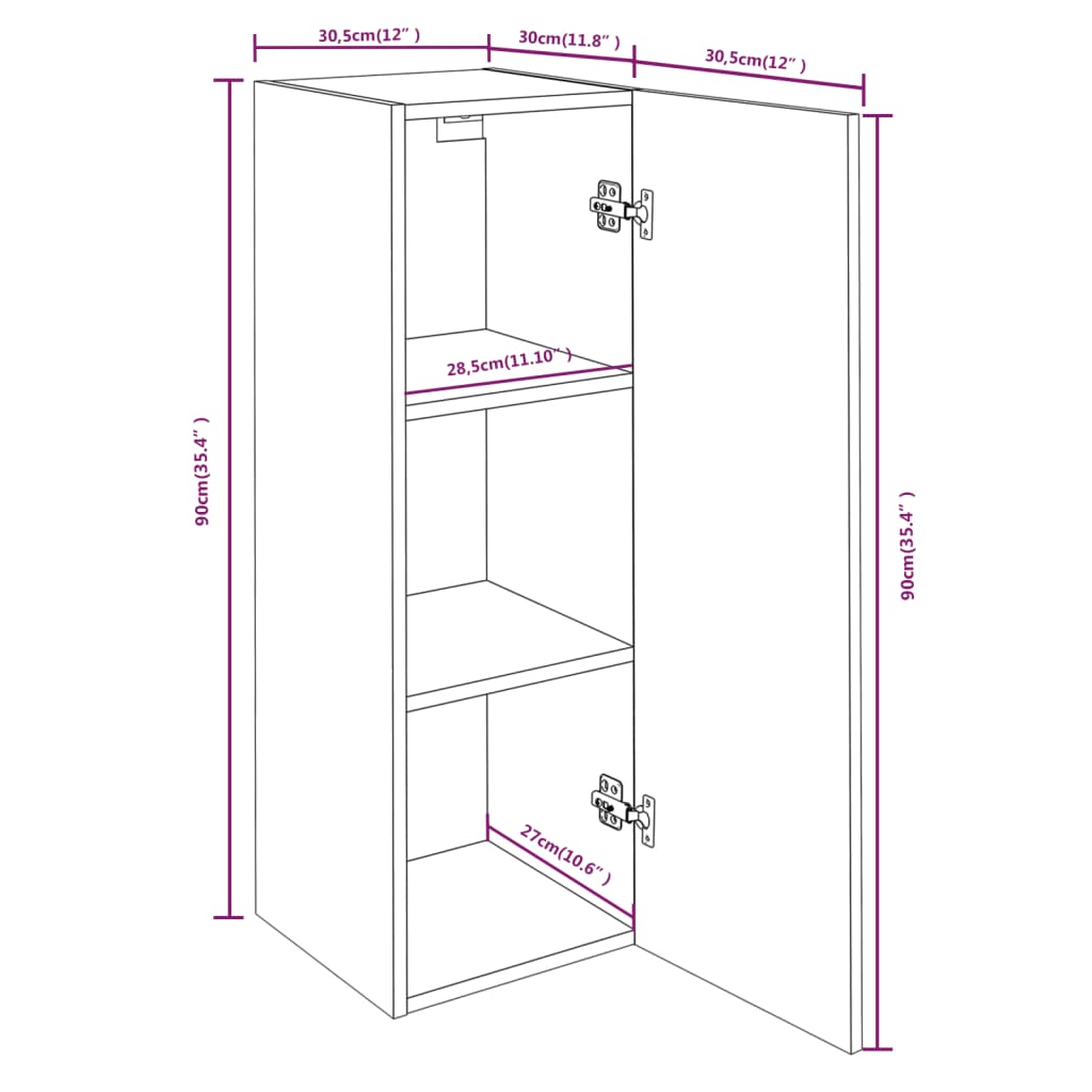 Tv-Meubelen 30,5X30X90 Cm Bewerkt Hout Kleur 30.5 x 30 x 90 cm Gerookt eiken