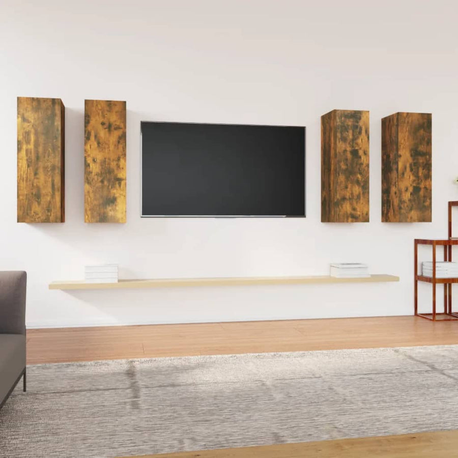 Tv-Meubelen 30,5X30X90 Cm Bewerkt Hout Kleur 30.5 x 30 x 90 cm Gerookt eiken