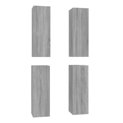 Tv-Meubelen 4 St 30,5X30X90 Cm Bewerkt Hout Grijs Sonoma Eiken 30.5 x 30 x 90 cm