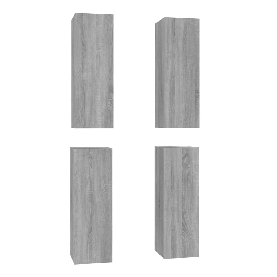 Tv-Meubelen 4 St 30,5X30X90 Cm Bewerkt Hout Grijs Sonoma Eiken 30.5 x 30 x 90 cm
