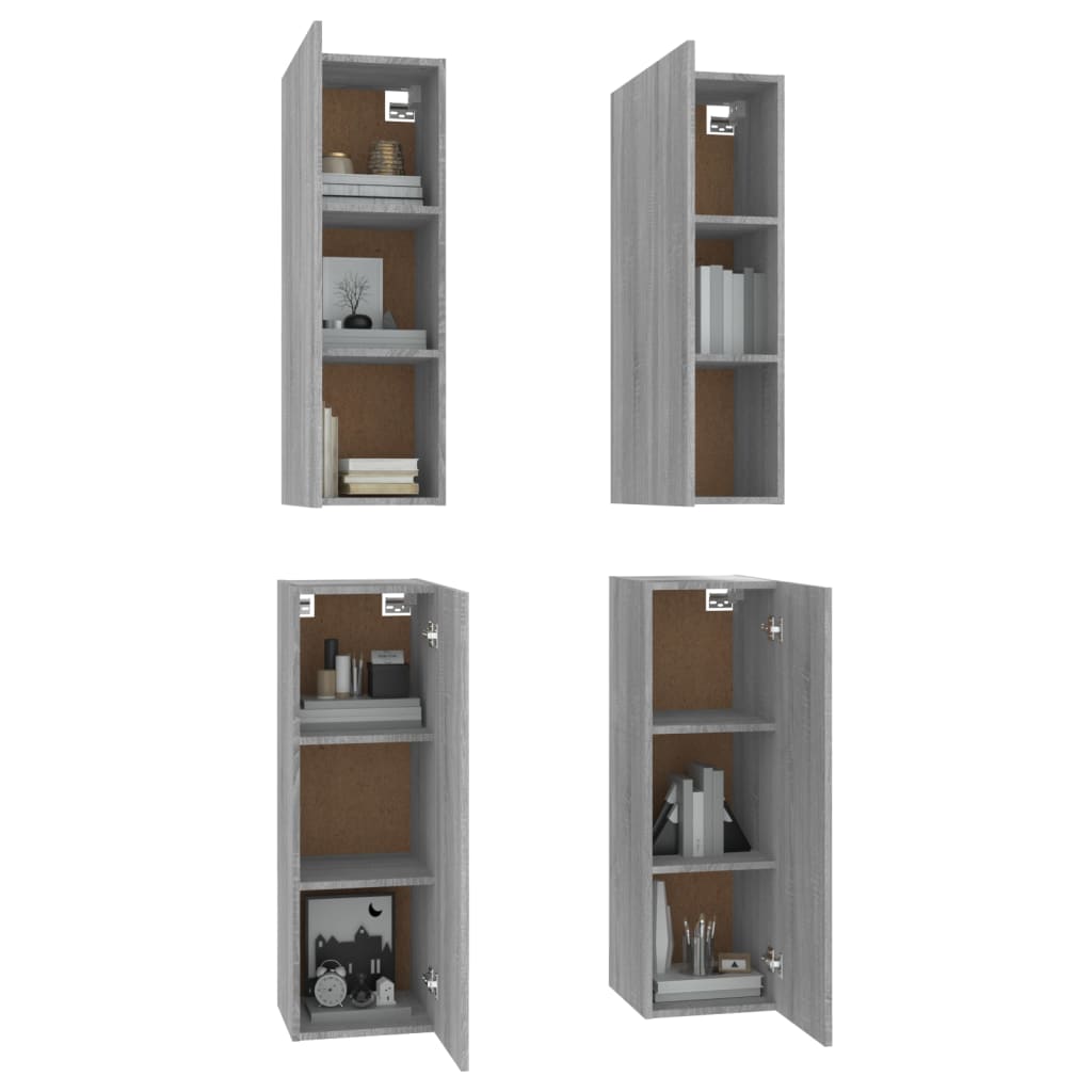 Tv-Meubelen 4 St 30,5X30X90 Cm Bewerkt Hout Grijs Sonoma Eiken 30.5 x 30 x 90 cm