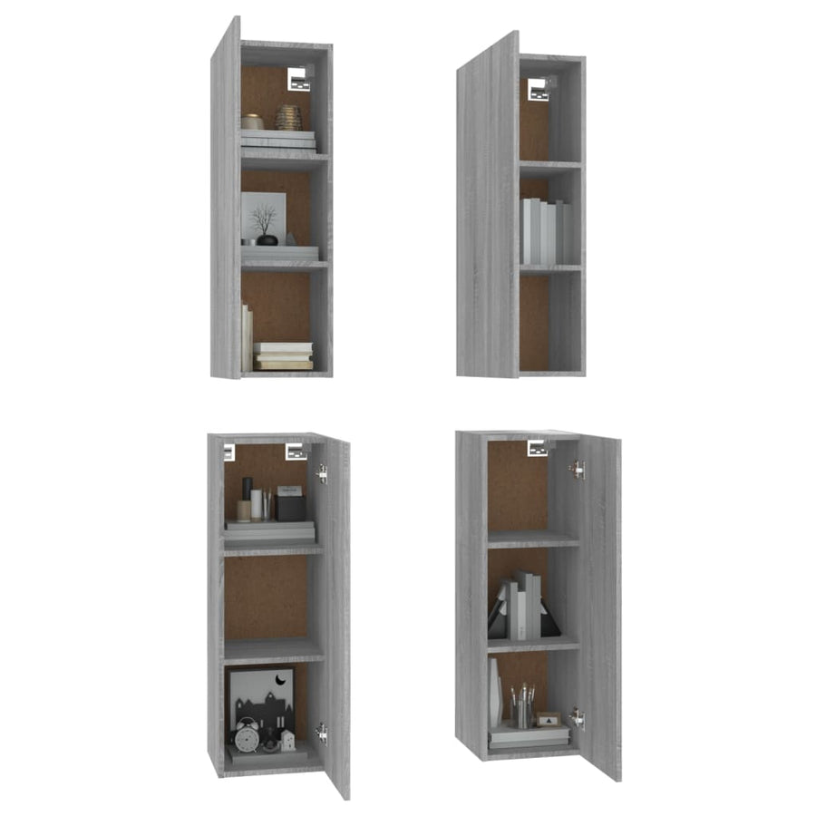 Tv-Meubelen 4 St 30,5X30X90 Cm Bewerkt Hout Grijs Sonoma Eiken 30.5 x 30 x 90 cm