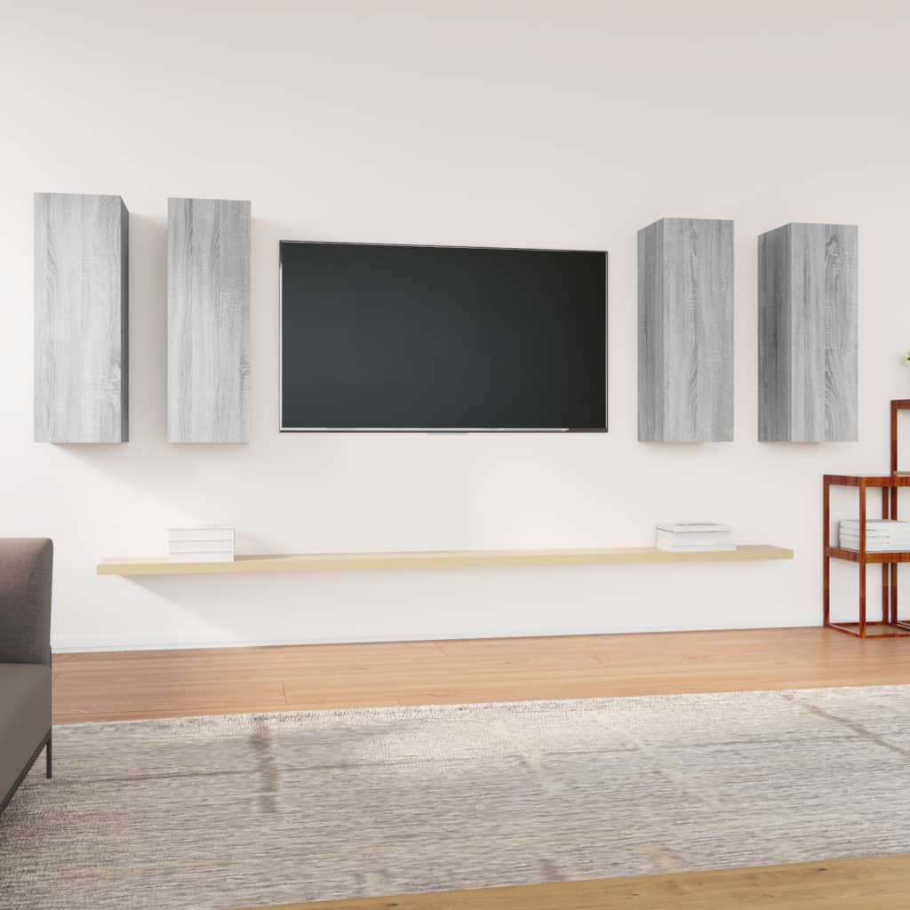 Tv-Meubelen 4 St 30,5X30X90 Cm Bewerkt Hout Grijs Sonoma Eiken 30.5 x 30 x 90 cm