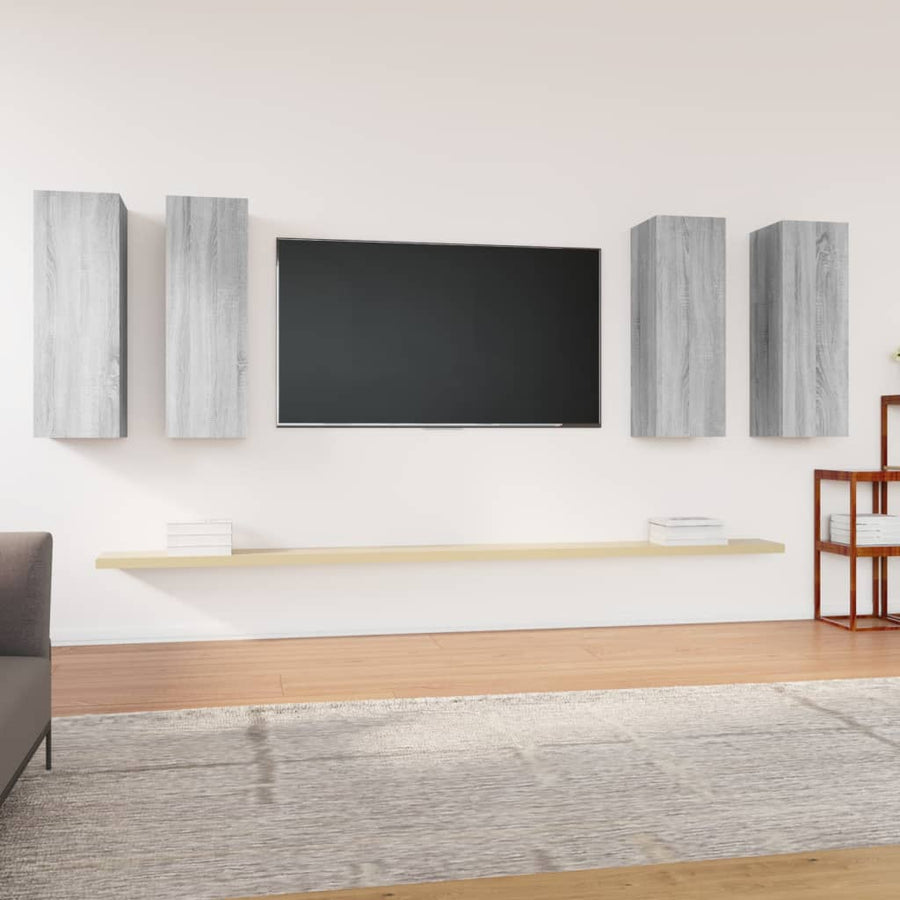 Tv-Meubelen 4 St 30,5X30X90 Cm Bewerkt Hout Grijs Sonoma Eiken 30.5 x 30 x 90 cm