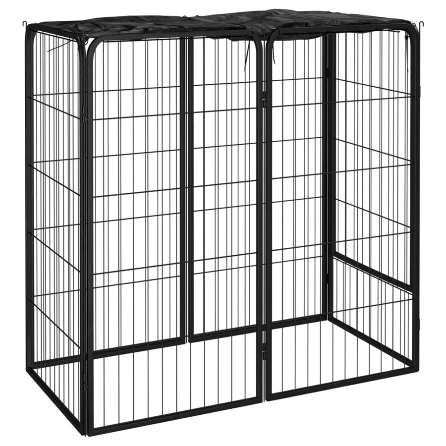 Hondenkennel 6 Panelen 50 X 100 Cm Gepoedercoat Staal Zwart 100 x 50 x 100 cm