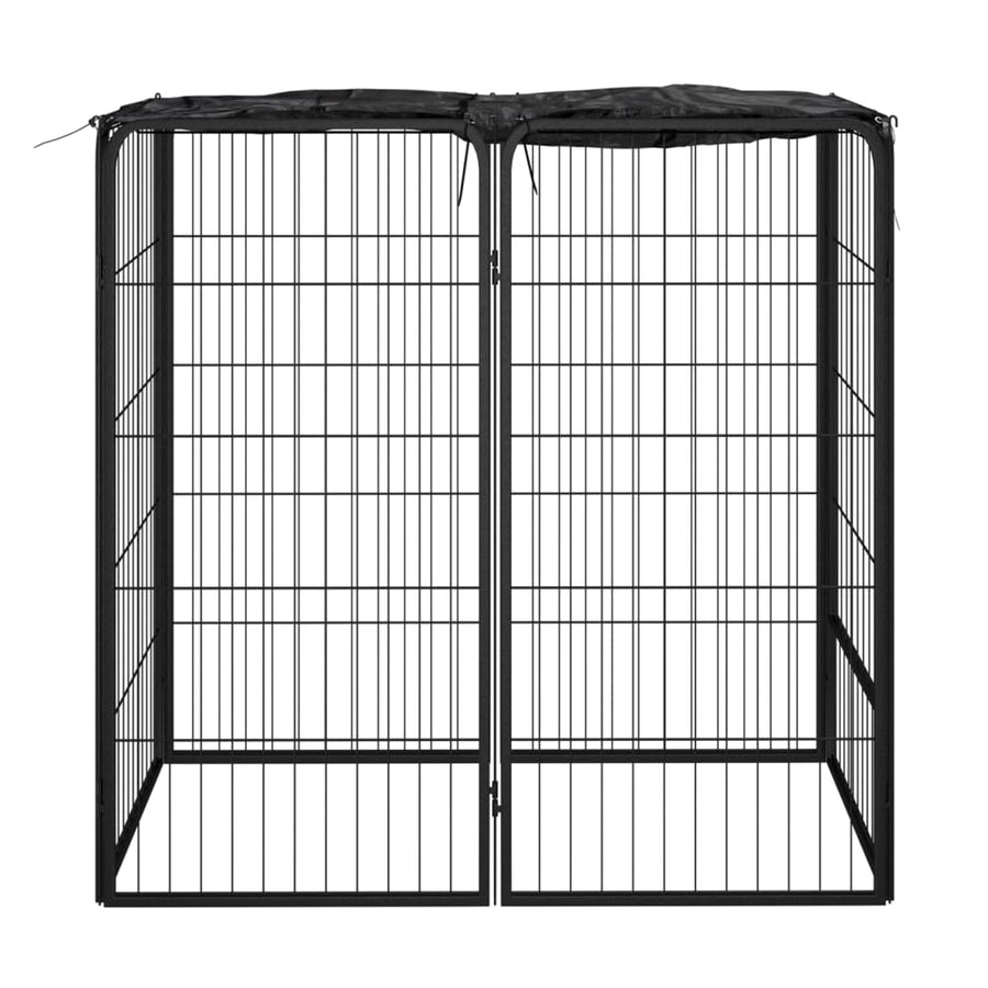 Hondenkennel 6 Panelen 50 X 100 Cm Gepoedercoat Staal Zwart 100 x 50 x 100 cm
