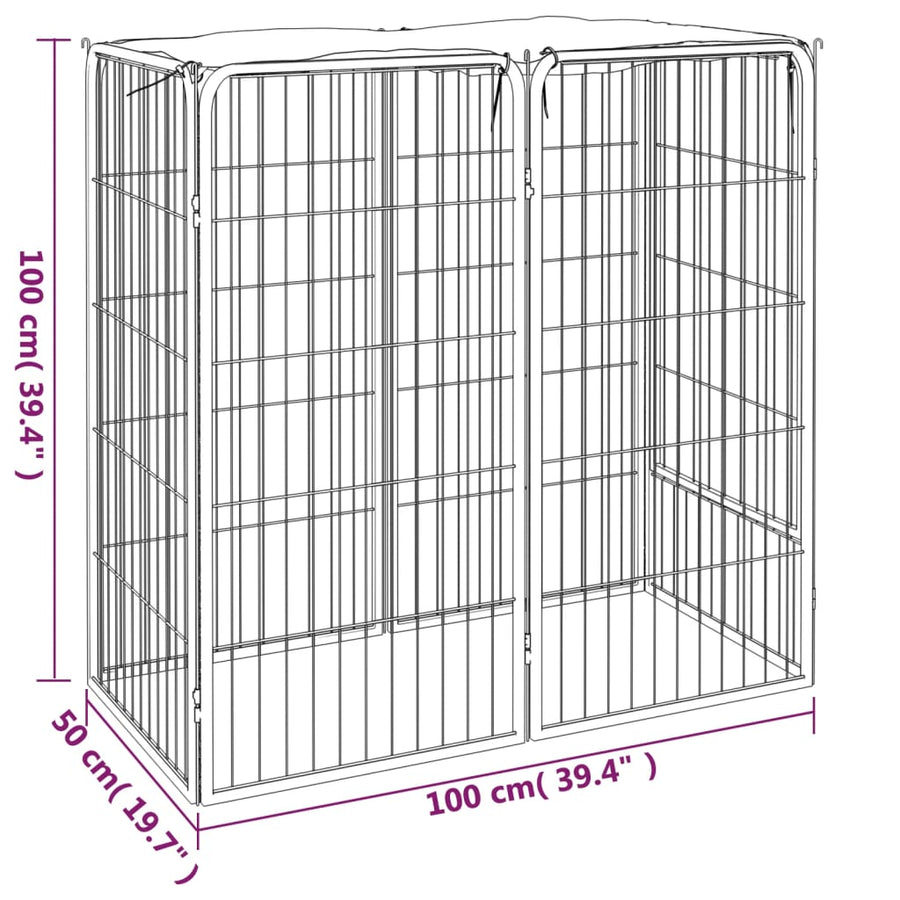 Hondenkennel 6 Panelen 50 X 100 Cm Gepoedercoat Staal Zwart 100 x 50 x 100 cm