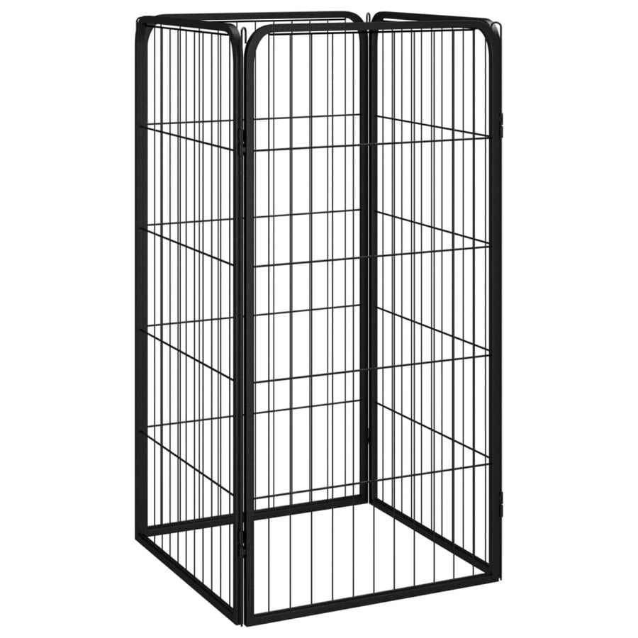 Hondenkennel 4 Panelen 50 X 100 Cm Gepoedercoat Staal Zwart 50 x 50 x 100 cm