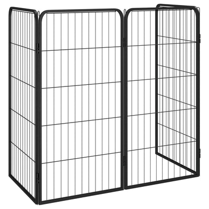 Hondenkennel 4 Panelen 50 X 100 Cm Gepoedercoat Staal Zwart 50 x 50 x 100 cm
