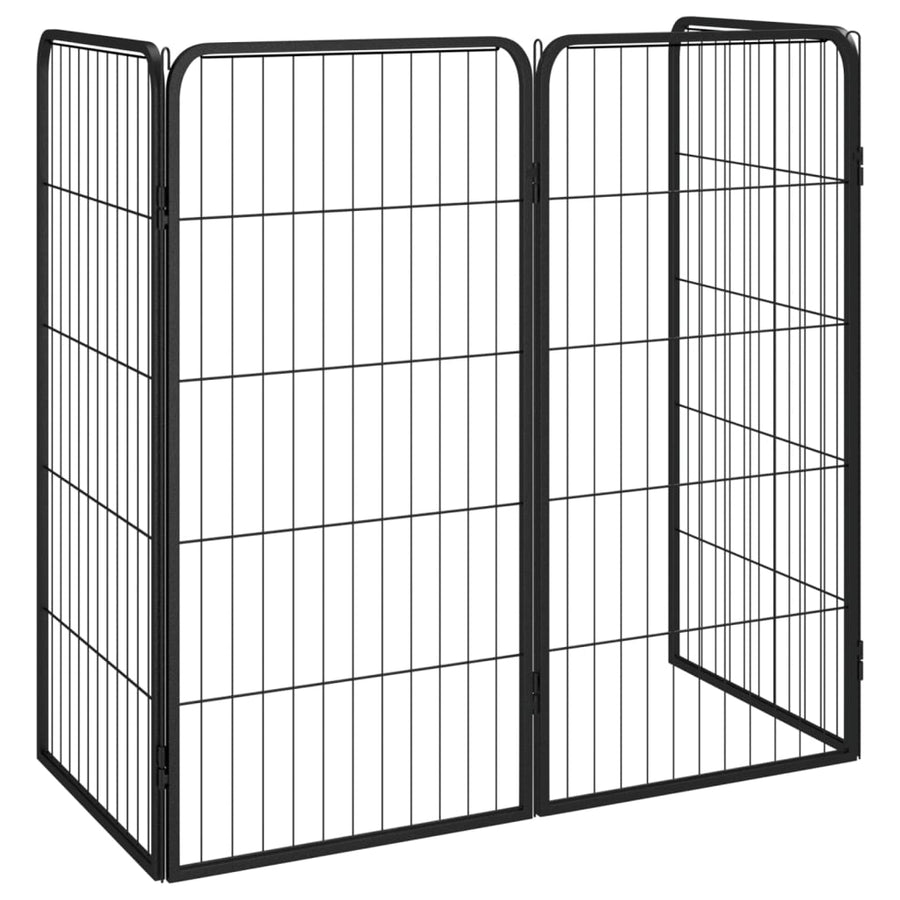 Hondenkennel 4 Panelen 50 X 100 Cm Gepoedercoat Staal Zwart 50 x 50 x 100 cm