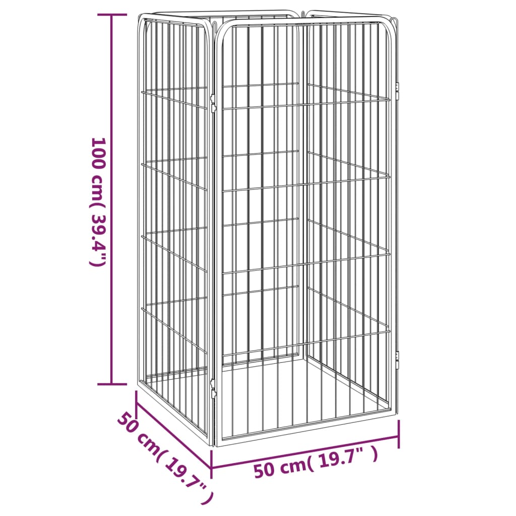 Hondenkennel 4 Panelen 50 X 100 Cm Gepoedercoat Staal Zwart 50 x 50 x 100 cm