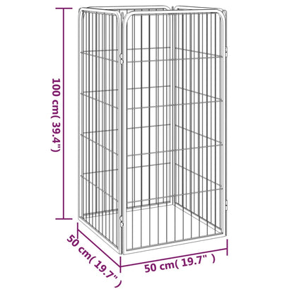 Hondenkennel 4 Panelen 50 X 100 Cm Gepoedercoat Staal Zwart 50 x 50 x 100 cm