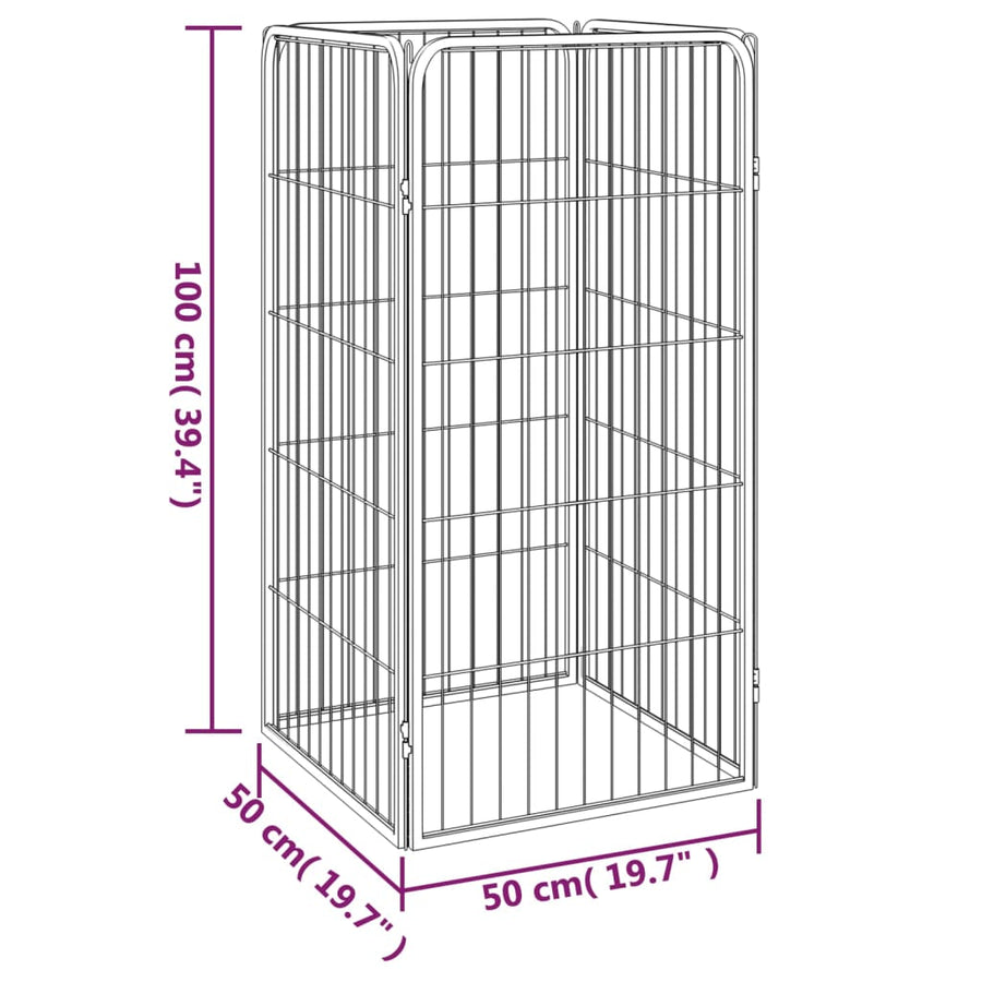 Hondenkennel 4 Panelen 50 X 100 Cm Gepoedercoat Staal Zwart 50 x 50 x 100 cm