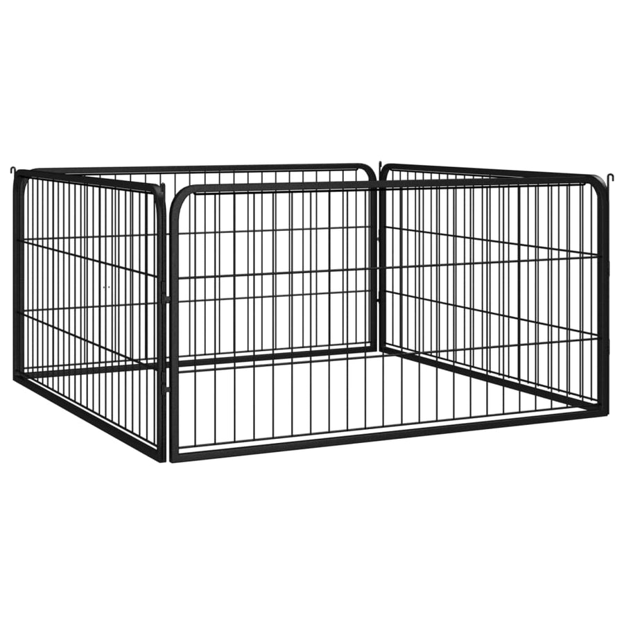 Hondenkennel 4 Panelen 100X50 Cm Gepoedercoat Staal Zwart 100 x 100 x 50 cm