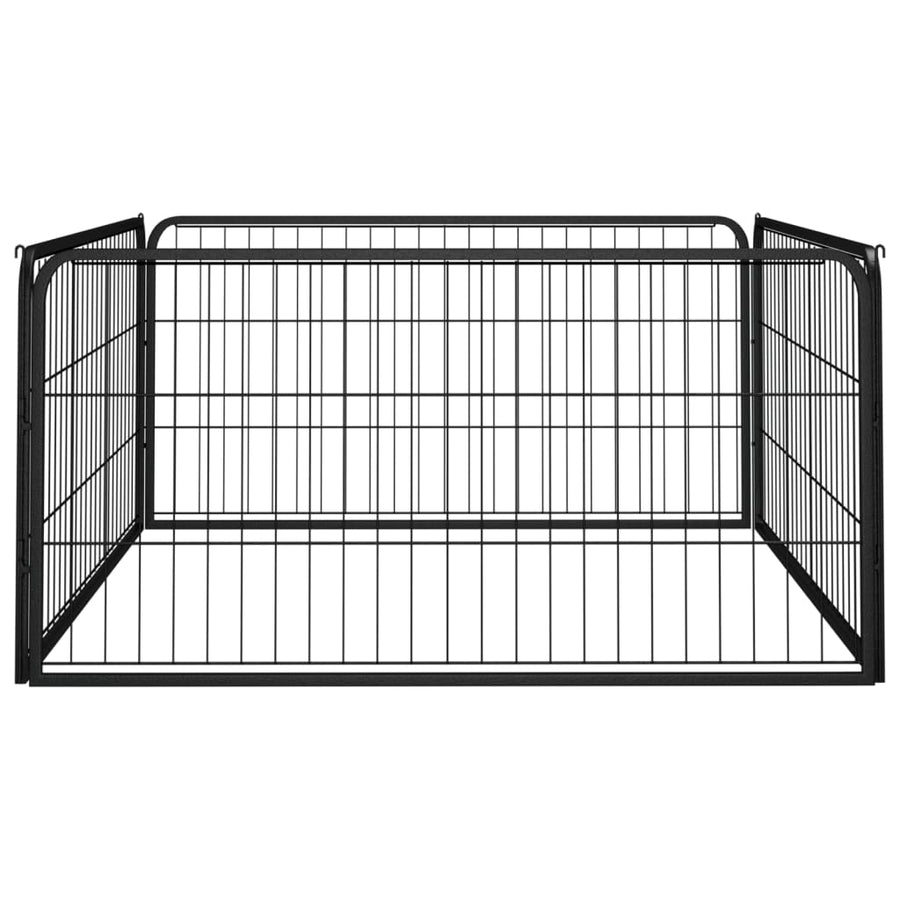 Hondenkennel 4 Panelen 100X50 Cm Gepoedercoat Staal Zwart 100 x 100 x 50 cm