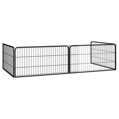 Hondenkennel 4 Panelen 100X50 Cm Gepoedercoat Staal Zwart 100 x 100 x 50 cm