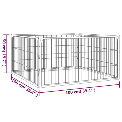 Hondenkennel 4 Panelen 100X50 Cm Gepoedercoat Staal Zwart 100 x 100 x 50 cm