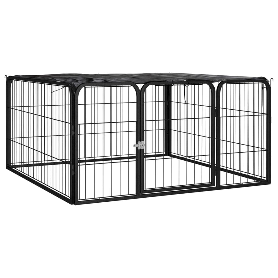 Hondenkennel 4 panelen 100x50 cm gepoedercoat staal zwart 100 x 100 x 50 cm