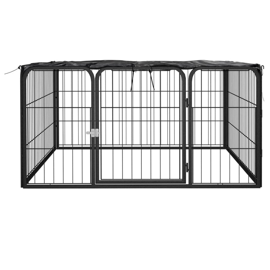 Hondenkennel 4 panelen 100x50 cm gepoedercoat staal zwart 100 x 100 x 50 cm