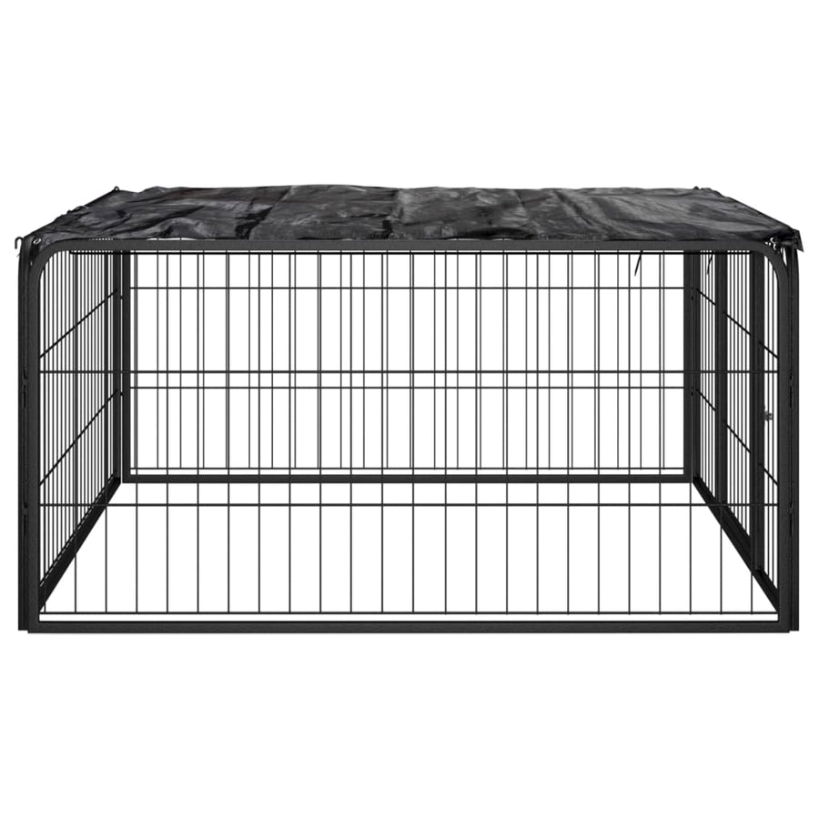 Hondenkennel 4 panelen 100x50 cm gepoedercoat staal zwart 100 x 100 x 50 cm