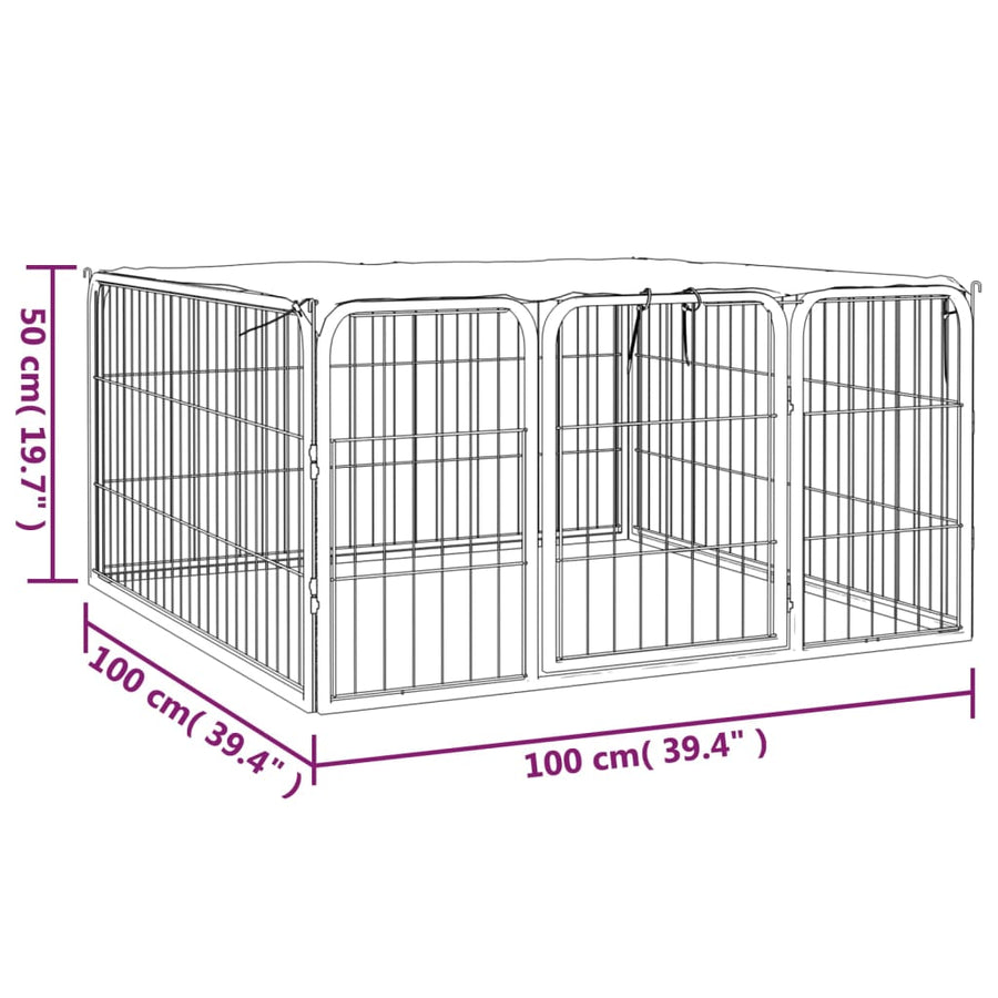 Hondenkennel 4 panelen 100x50 cm gepoedercoat staal zwart 100 x 100 x 50 cm