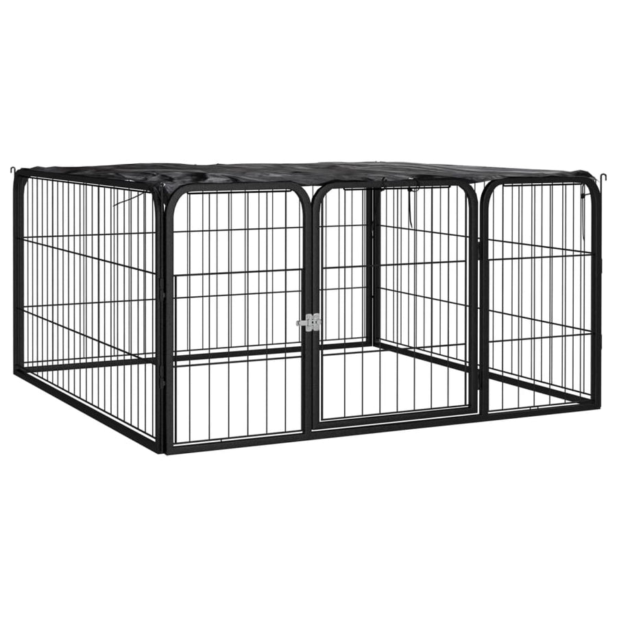 Hondenkennel 12 Panelen 100X50 Cm Gepoedercoat Staal Zwart