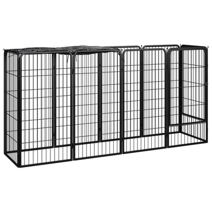 Hondenkennel 10 Panelen 50 X 100 Cm Gepoedercoat Staal Zwart 200 x 50 x 100 cm