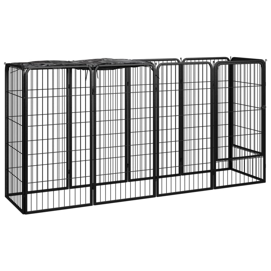 Hondenkennel 10 Panelen 50 X 100 Cm Gepoedercoat Staal Zwart 200 x 50 x 100 cm