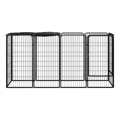 Hondenkennel 10 Panelen 50 X 100 Cm Gepoedercoat Staal Zwart 200 x 50 x 100 cm