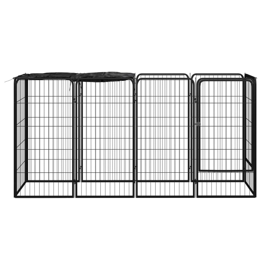 Hondenkennel 10 Panelen 50 X 100 Cm Gepoedercoat Staal Zwart 200 x 50 x 100 cm