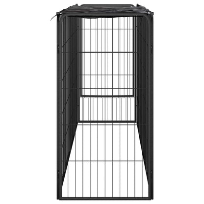 Hondenkennel 10 Panelen 50 X 100 Cm Gepoedercoat Staal Zwart 200 x 50 x 100 cm