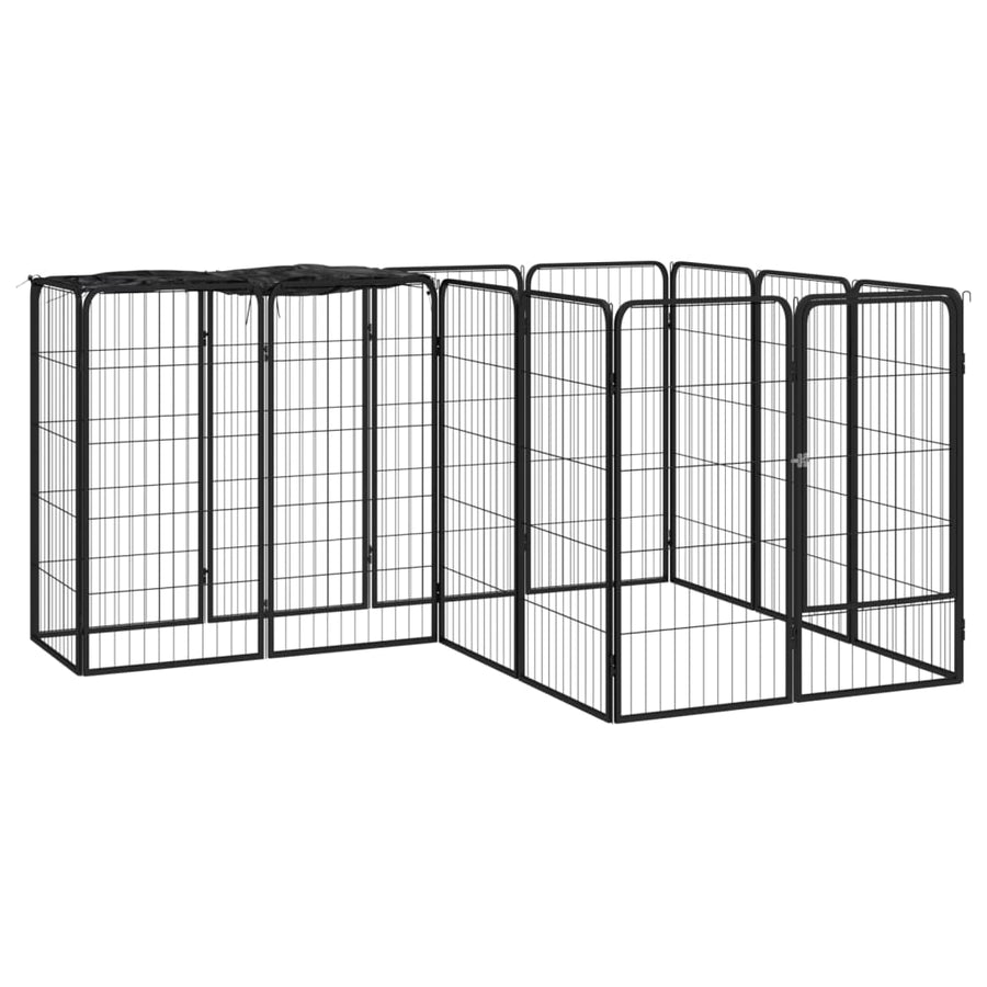 Hondenkennel 14 Panelen 50 X 100 Cm Gepoedercoat Staal Zwart 200 x 150 x 100 cm
