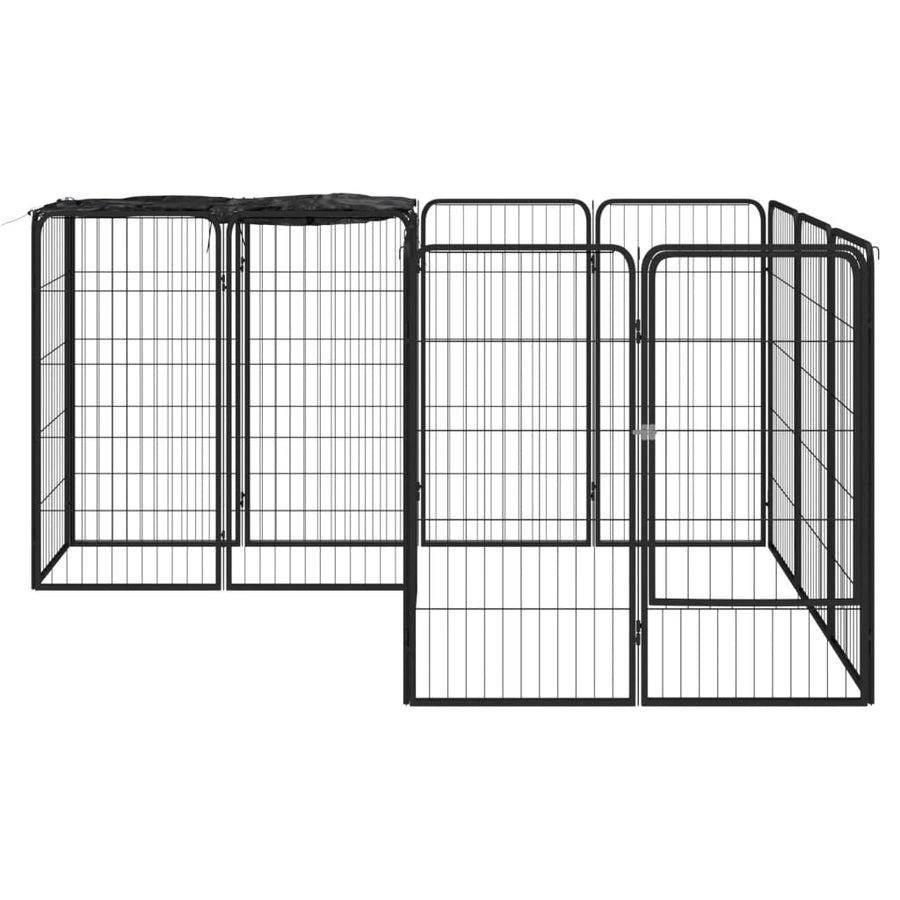 Hondenkennel 14 Panelen 50 X 100 Cm Gepoedercoat Staal Zwart 200 x 150 x 100 cm