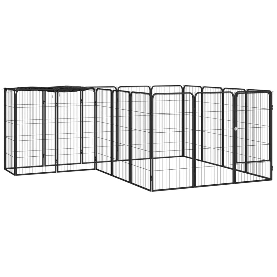 Hondenkennel 18 Panelen 50 X 100 Cm Gepoedercoat Staal Zwart 250 x 200 x 100 cm