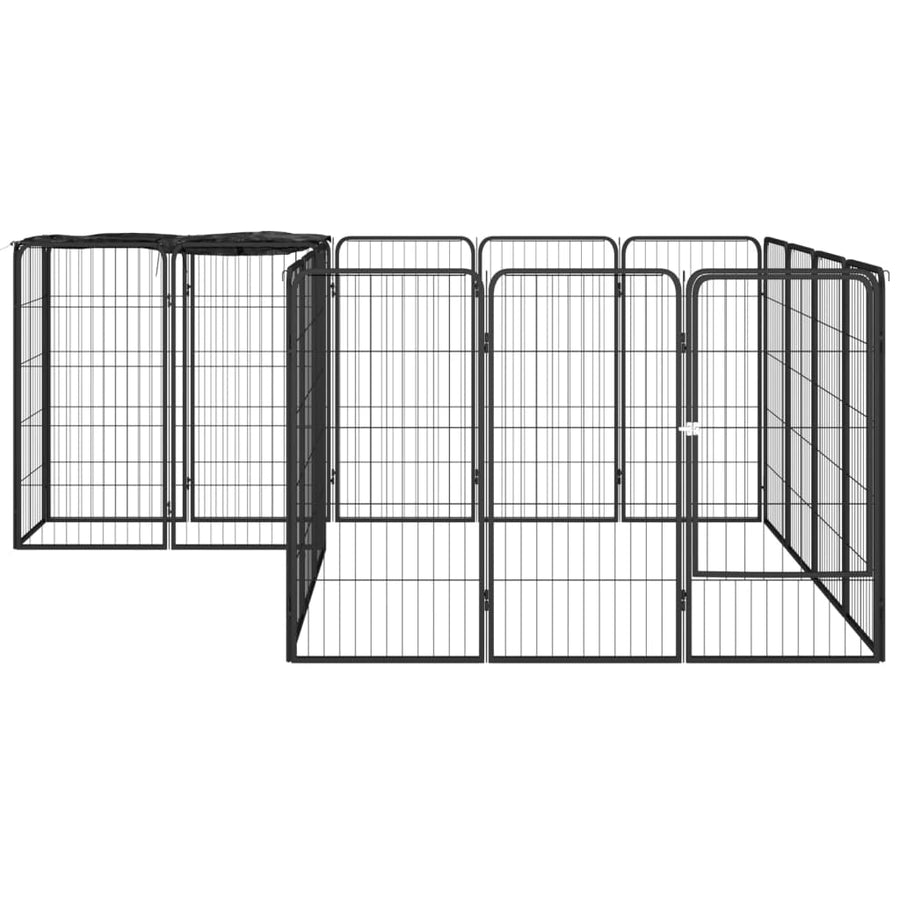 Hondenkennel 18 Panelen 50 X 100 Cm Gepoedercoat Staal Zwart 250 x 200 x 100 cm