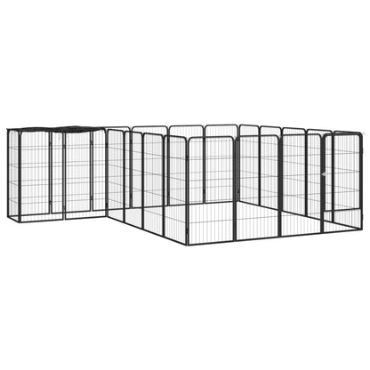 Hondenkennel 22 Panelen 50X100 Cm Gepoedercoat Staal Zwart 300 x 250 x 100 cm