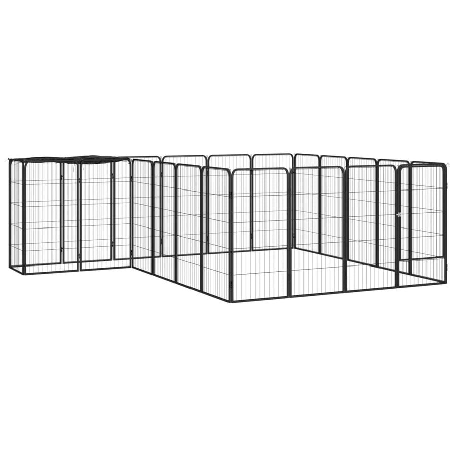 Hondenkennel 22 Panelen 50X100 Cm Gepoedercoat Staal Zwart 300 x 250 x 100 cm