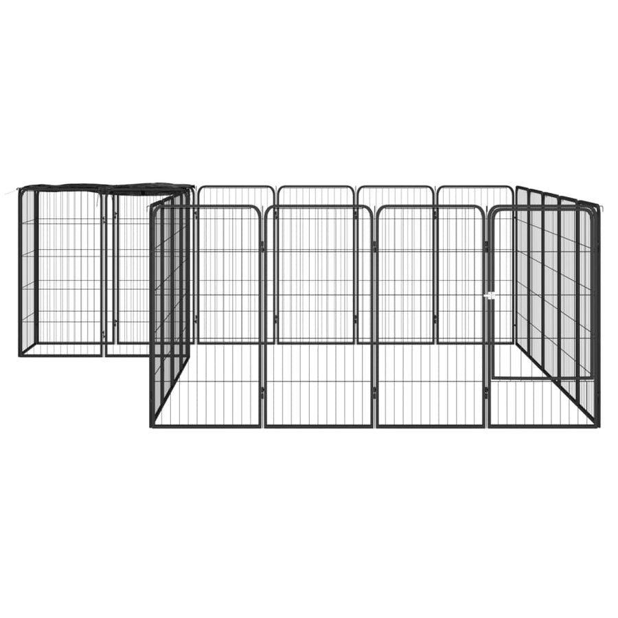 Hondenkennel 22 Panelen 50X100 Cm Gepoedercoat Staal Zwart 300 x 250 x 100 cm