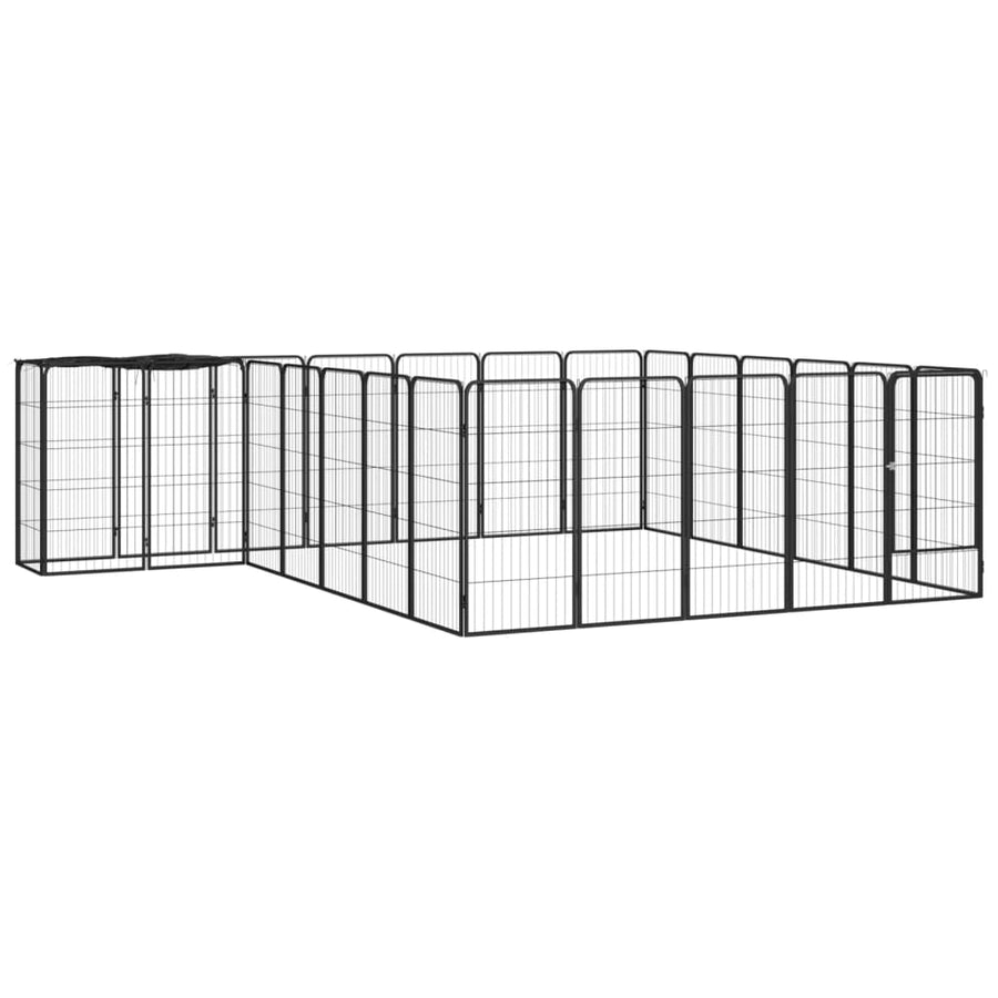 Hondenkennel 26 Panelen 50X100 Cm Gepoedercoat Staal Zwart 350 x 300 x 100 cm