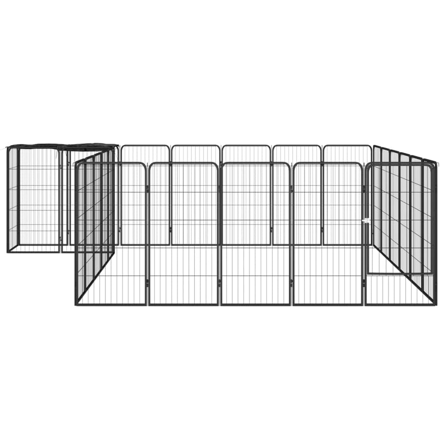 Hondenkennel 26 Panelen 50X100 Cm Gepoedercoat Staal Zwart 350 x 300 x 100 cm